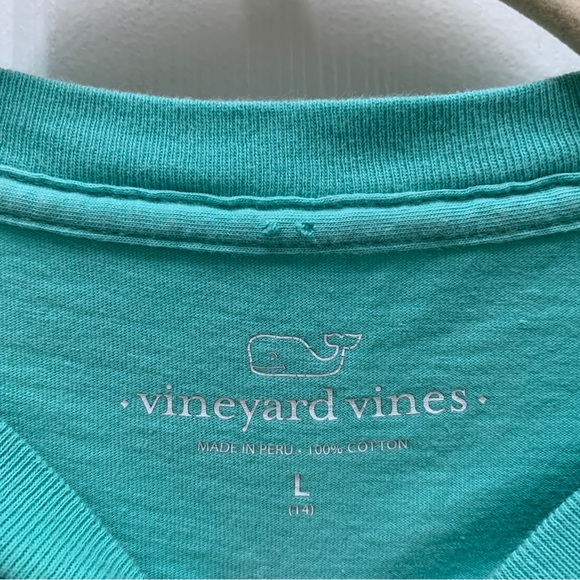 Vineyard Vines Kids L (14) Graphic LS Tee Pineapple Print Capri Blue Aqua Pink - Picture 4 of 13
